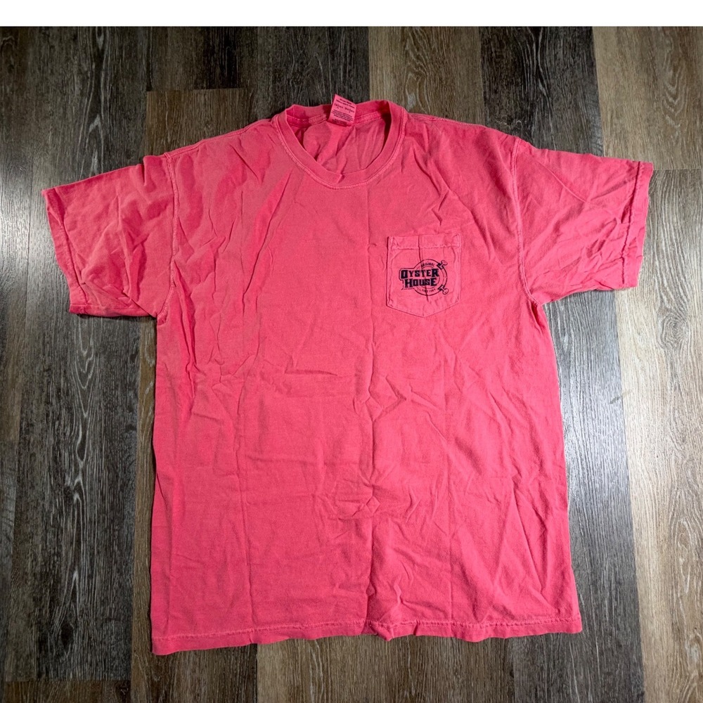 Comfort Colors T-Shirt Mens XL Pink Original Oyster House Graphic Pocket Tee